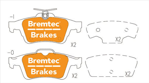 BREMTEC TRADELINE BRAKE PAD SET REAR FORD FOCUS III 1.6 DCI 2011- BT2250TS