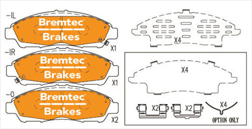 BREMTEC BRAKE PAD SET FRONT HOLDEN ACADIA (AC) 3.6L 2018- BT25230PRO