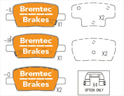 BREMTEC BRAKE PAD SET REAR HOLDEN ACADIA (AC) 3.6L 2018- BT25231PRO