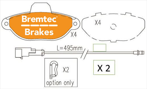 BREMTEC EUROLINE ECE R90 APPROVED FIAT 500 1.2 2007- BT943ELC