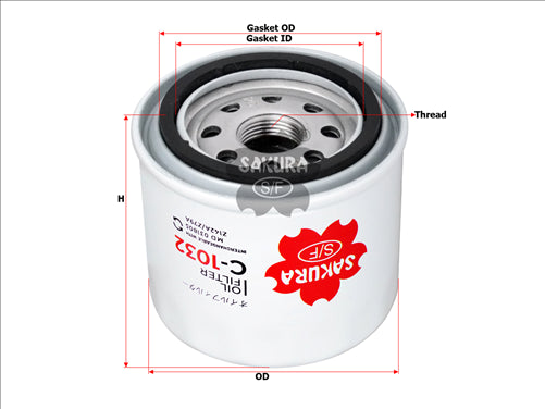 Sakura OIL FILTER FITS Z79A Z142A C-1032