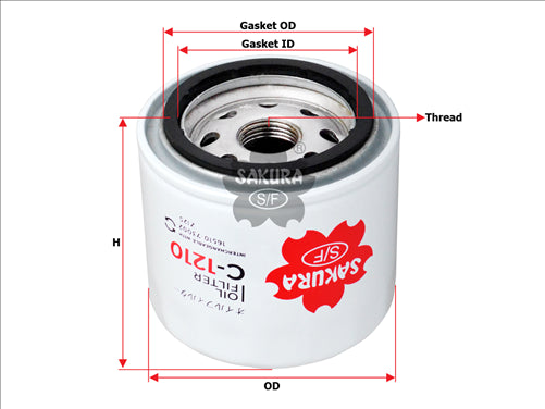 Sakura OIL FILTER FITS Z125 WZ125 1560187103 C-1210