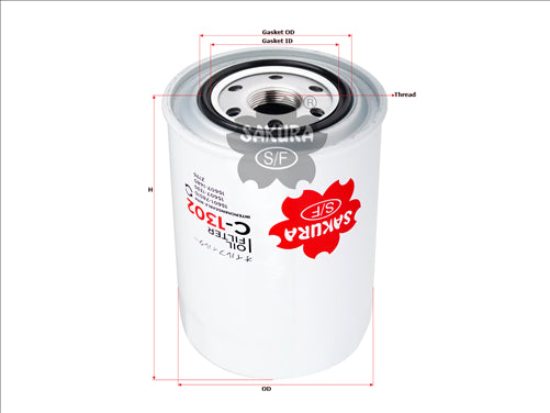 Sakura OIL FILTER FITS Z176 WZ176NM C-1116 C-1302