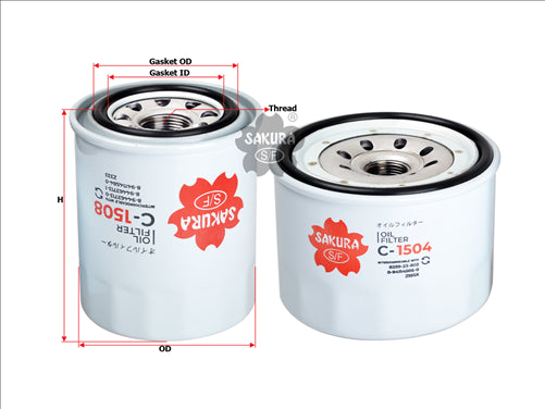 Sakura OIL FILTER FITS Z333 Z155X WZ333NM WZ155 ISUZU NPR NKR C-1512-S