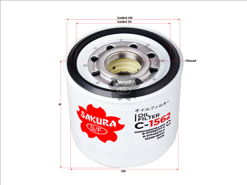 Sakura OIL FILTER FITS Z476 WZ476 C-1515-2 8-97148270-0 C-1562