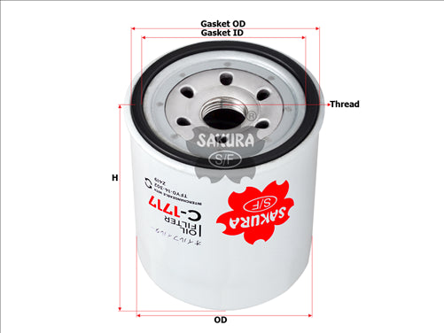 Sakura OIL FILTER FITS Z419 WZ419 WZ419NM 15208-89TB351725 C-1717