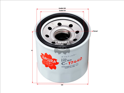 Sakura OIL FILTER FITS WCO263NM 1WPY14-302 PY8W-14-302 C-17440