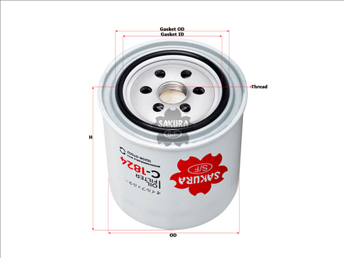 Sakura OIL FILTER FITS Z458 WCO27 C-1824