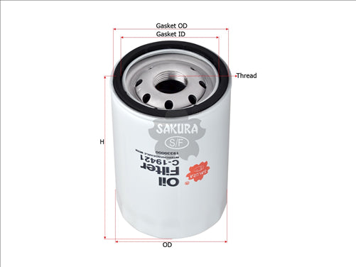 Sakura OIL FILTER FITS PF63E 1933000 HOLDEN CAPTIVA 3.0L V6 C-19421