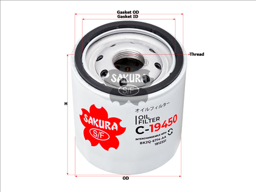 Sakura OIL FILTER FITS WCO200 1812551 BK2Q-6714-AA W 8027 C-19450