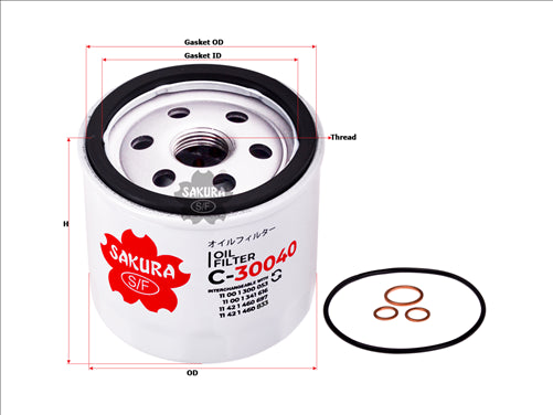 Sakura OIL FILTER FITS MW712 11001300053 C-30040
