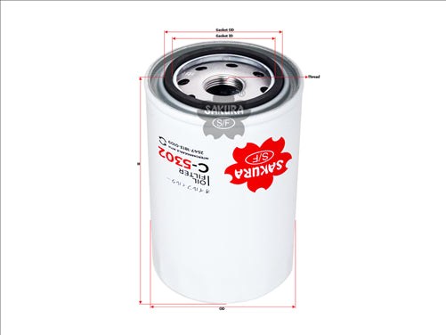 Sakura OIL FILTER FITS WCO30 2547-1813-01-09 C-5302