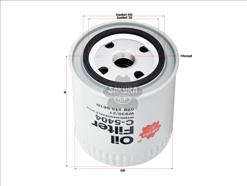 Sakura OIL FILTER FITS W93021 126677-35400 C-5404