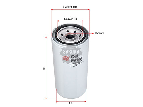 Sakura OIL FILTER FITS 1R-1808 C-5502 275-2604 B7299 LF691A C-5507