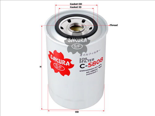 Sakura OIL FILTER FITS LF3817 ME088532 C-5808