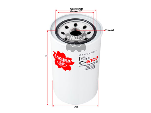 Sakura OIL FILTER FITS Z433 WZ433 C-6102