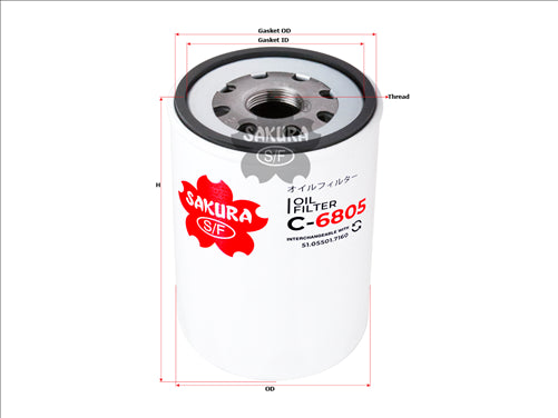 Sakura OIL FILTER FITS LF3506 51055017160 C-6805
