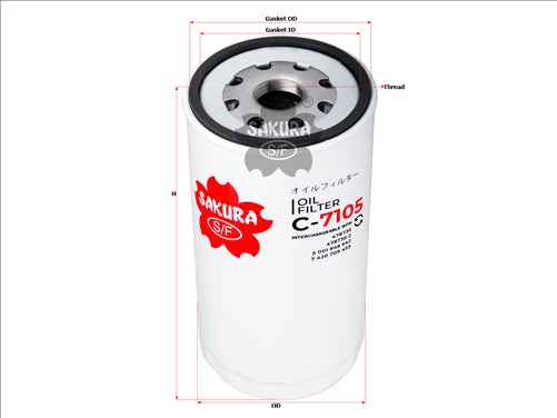 Sakura OIL FILTER FITS W1110227 478736 C-7105