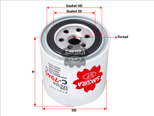 Sakura OIL FILTER FITS L3376 1C020-32430 C-7945