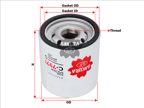 Sakura OIL FILTER FITS Z663 WCO68 WCO99 C-7971