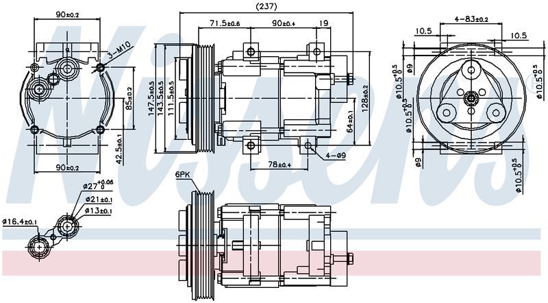 Nissens COMPRESSOR FORD TRANSIT ALL IV & V 2.5L 96-00 CM1012N