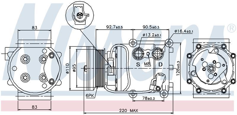 Nissens COMPRESSOR FORD LR FOCUS 02-4/05 TRANSIT 1.8Tdci CM1216N