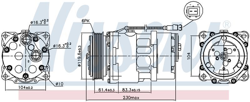 Nissens COMPRESSOR PEUGEOT 306 97- CITROEN XSARA 99-04 XANTIA CM1227N