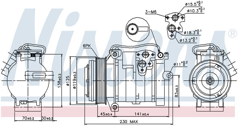 Nissens COMPRESSOR JEEP GRAND CHEROKEE WH 3.0L DSL 6/05-1/11 10S17C CM5824N