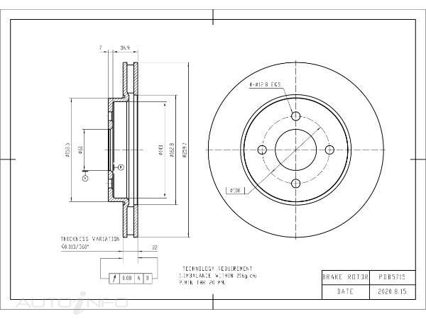 OE+ FRONT BRAKE DISC NISSAN 260mm - PDB5715