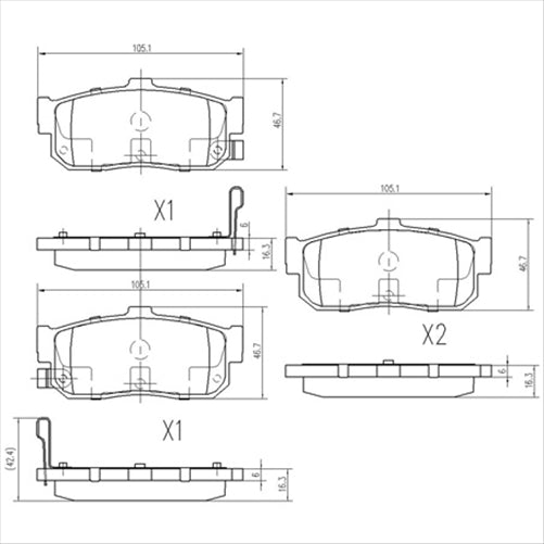 REAR BRAKE PADS SET NISSAN (200.1) DB1247F