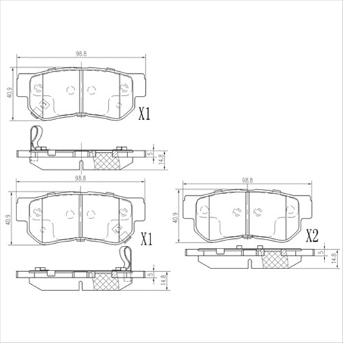 REAR BRAKE PADS HYUNDAI SONATA 99- (374.0) DB1451F