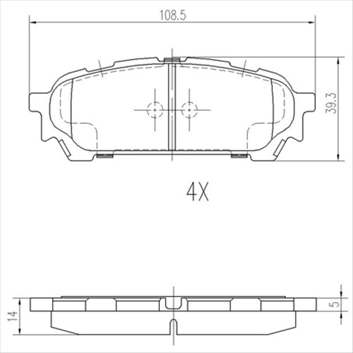 REAR BRAKE PADS SUBARU IMPREZA FORESTER 2003- (629.0) DB1672F
