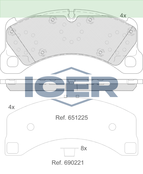 ICER FRONT BRAKE PADS PORSCHE PANAMERA MACAN - 182206-208