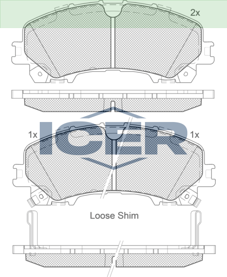 ICER FRONT DISC PAD SET NISSAN XTRAIL HOLDEN COLORADO 2016> - 182202