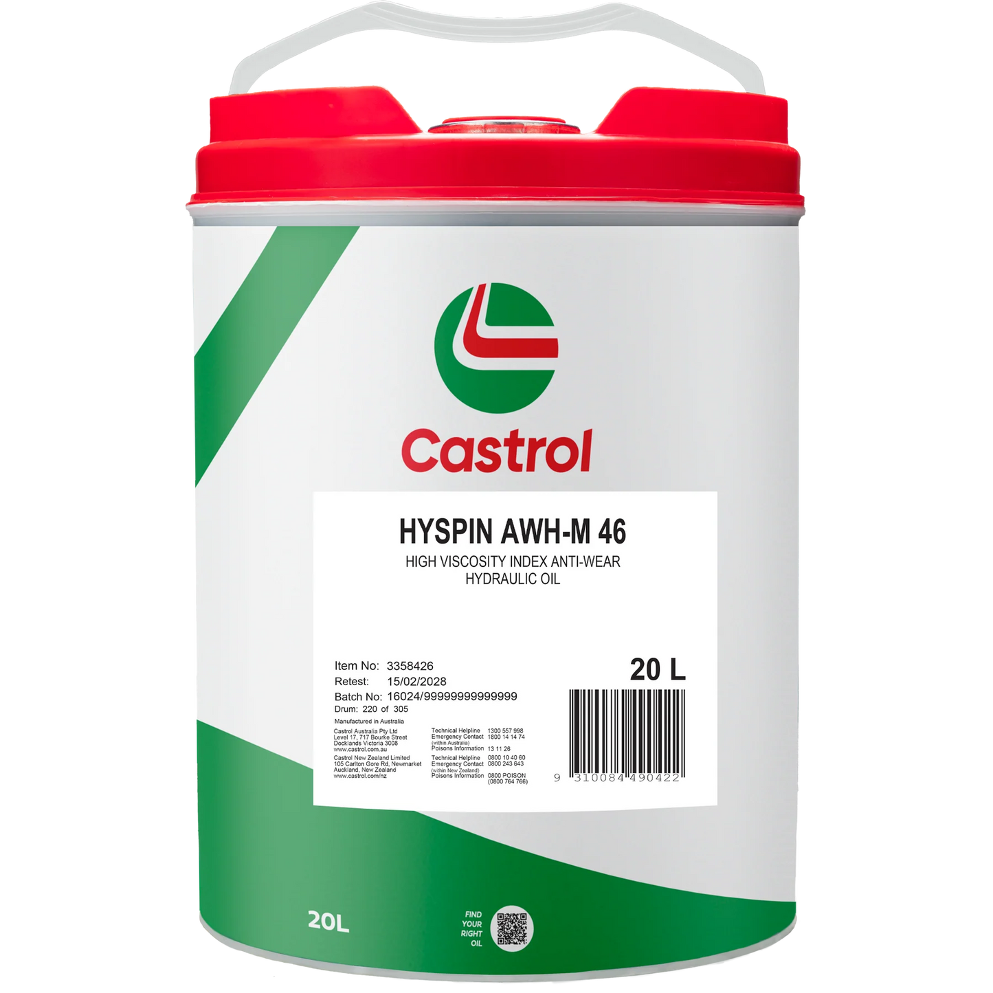 Castrol Hyspin AWS46 20L - 3372340