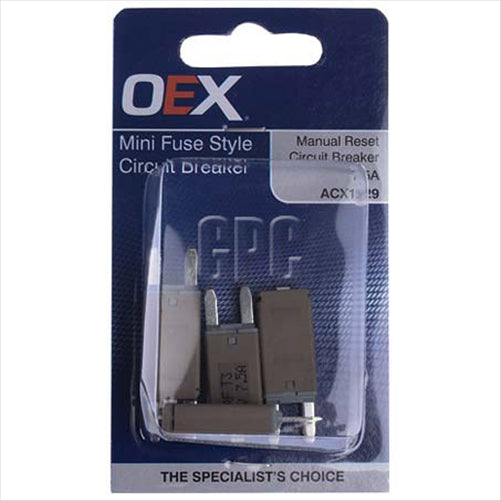 7.5A Mini Fuse Style Circuit Breaker Manual Reset - 5 Pce ACX1929