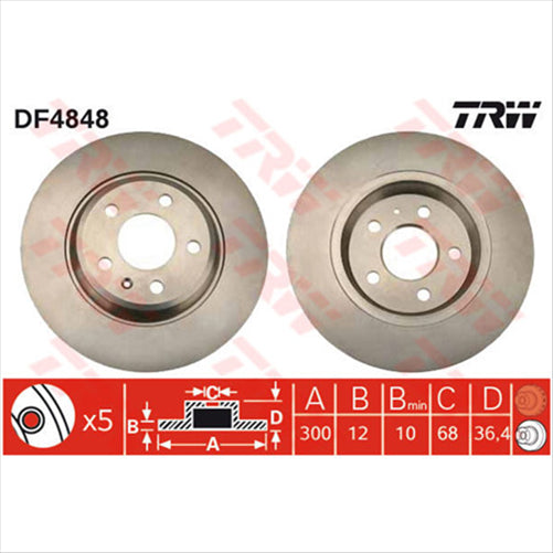 TRW Disc Brake Rotor 299.8mm x 10 Min