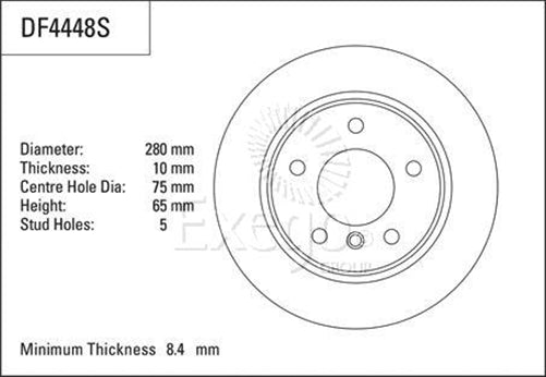 Disc Brake Rotor 280mm x 8.4 Min DF4448S