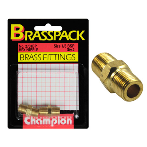 CHAMPION BRASSPK 1/8 B.S.P.HEX NIPPLE