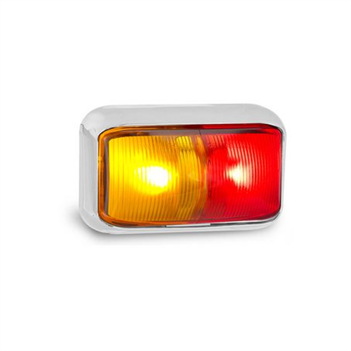 LED AUTO LAMPS 10/30V LED RED AMBER SIDE MARKER CHROME WITH 40CM WIRE TWIN BLISTER