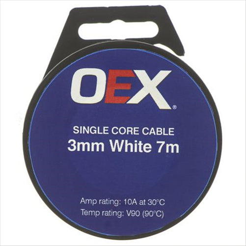 3mm Single Core Auto Cable White 7M Roll ACX0703-7M