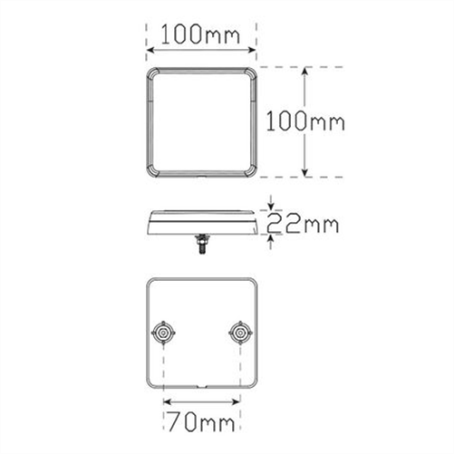 LED AUTO LAMPS 12V Stop/Tail/Indicator Lamp With Reflector 100x100x22mm