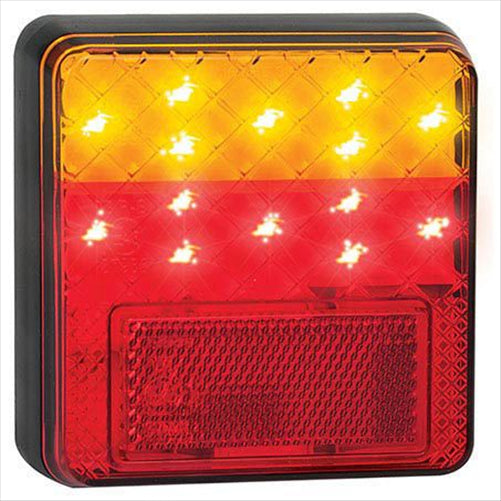 LEDAUT 12V Stop/Tail/Indicator Lamp With Reflex Reflector 100x100x25mm 100BAR