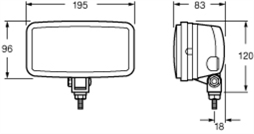 HELLA 2V Fog Light Universal Rectangle 55W - Single 1109
