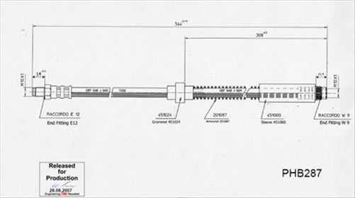 TRW Brake Hose Front (545mm / M10 x 1)