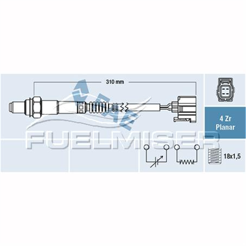 FUELMISER OXYGEN SENSOR DIRECT FIT 4 WIRE 310MM CABLE
