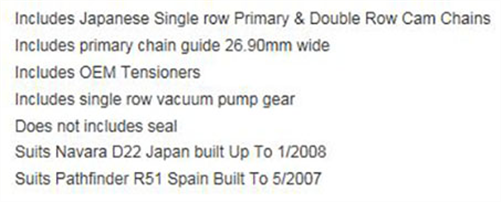 Nolathane Chain Timing Kit - With Gears