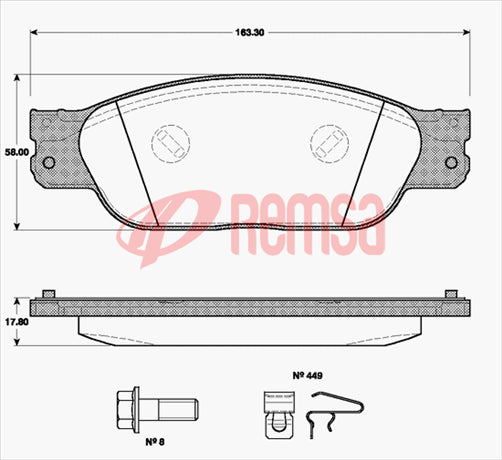 FDB1485 E FRONT DISC BRAKE PADS - JAGUAR S-TYPE,XF,XJ 99- 073100