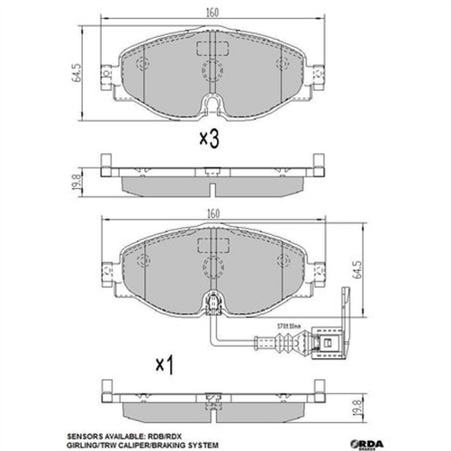 PHANTOM CERAMIC BRAKE PAD SET AUDI SKODA VOLKSWAGEN RDC2267