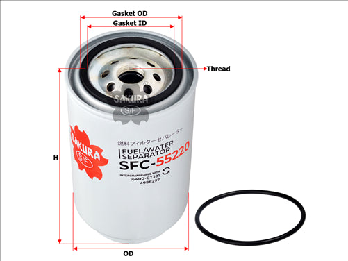 Sakura FUEL WATER SEPARATOR FITS FS19816 BF9818 4988297 SFC-55220